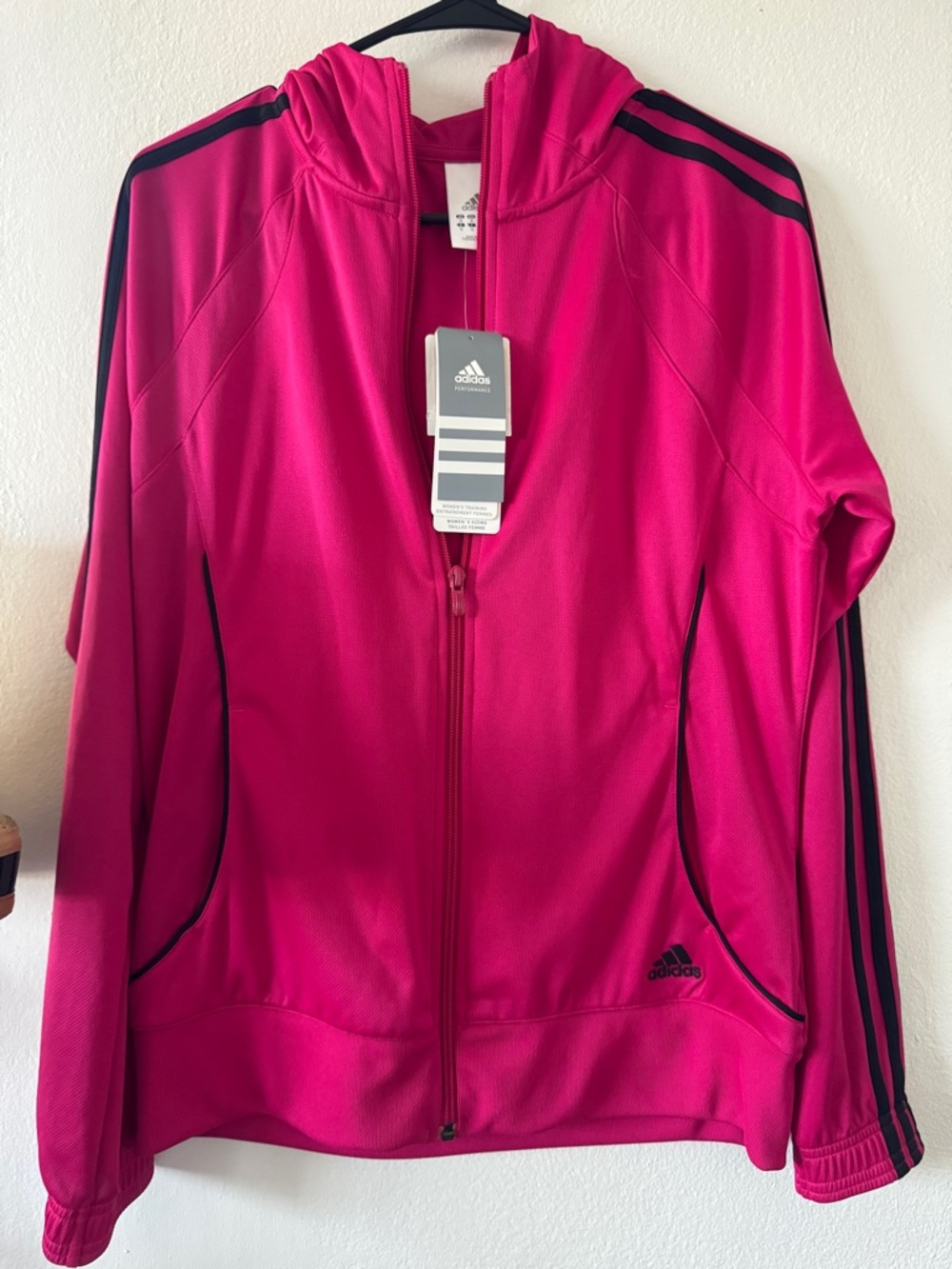 Adidas Hot Pink Full-Zip Hoodie with Black Logo